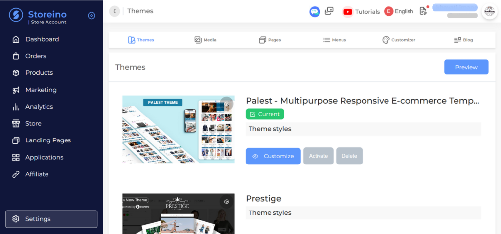 Themes Marketplace - Storeino Helper Documentation